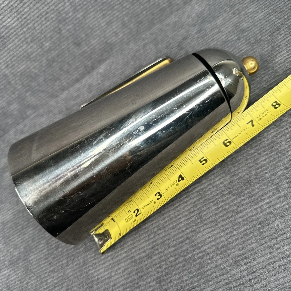 Vintage GB Inox 18-10 Stainless Steel Creamer Pitcher Gold Finial Made in‎ Italy
